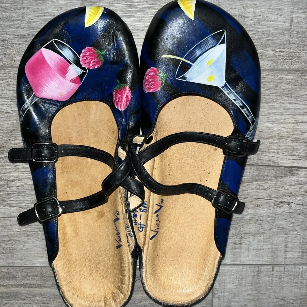 Via blue Via Hand painted Women's shoes‎ Sandals Painted Size 8